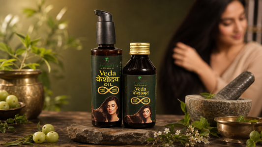 Why Veda Keshoday Oil & Keshamrit Syrup Are a Great Hair Care Combo