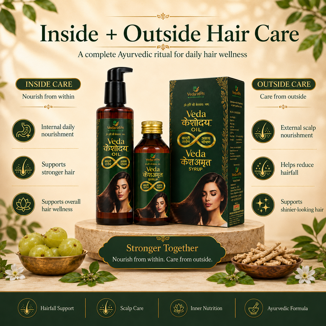 Veda Keshoday oil ( 100ml ) and Keshamrit Syrup ( 100ml )
